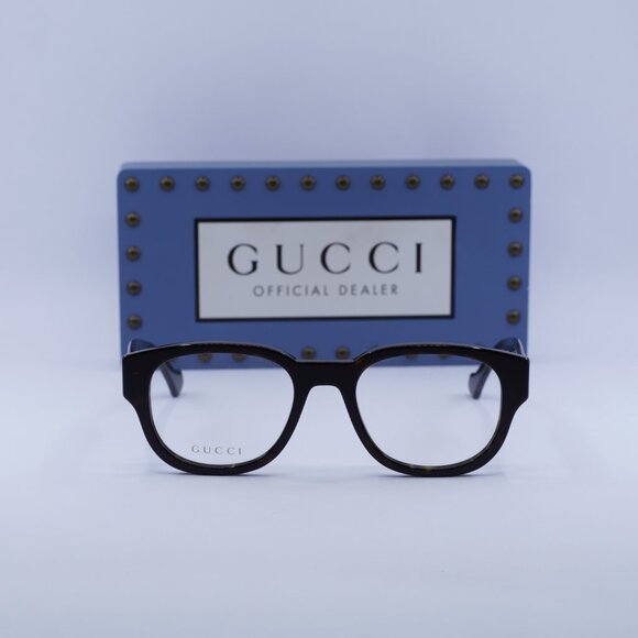 Gucci GG1429O 002 Square Eyeglasses 54mm - Dark Havana - Picture 4 of 12